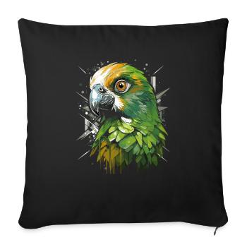 Wellensittich Sittich - Sofakissenbezug 45 x 45 cm - Schwarz - Vorne