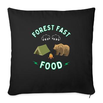 Forest Fast Food for Bear - Camping and outdoor - Sofa pillowcase 17,3'' x 17,3'' (45 x 45 cm) - black - Front