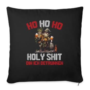 Ugly Christmas lustiger Wichtel mit Bier Weihnacht - Sofakissenbezug 45 x 45 cm - Schwarz - Vorne