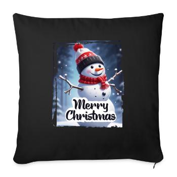 Bonhomme de neige Joyeux Noël - Housse de coussin décorative 45 x 45 cm - noir - Devant