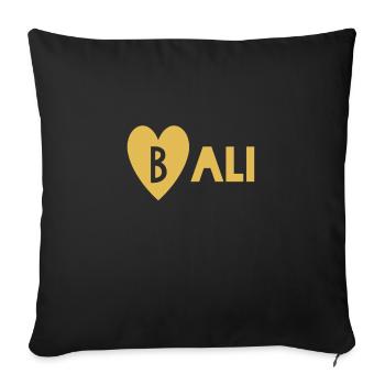 Souvenir goldenes Bali T Shirt mit Herz - Sofakissenbezug 45 x 45 cm - Schwarz - Vorne