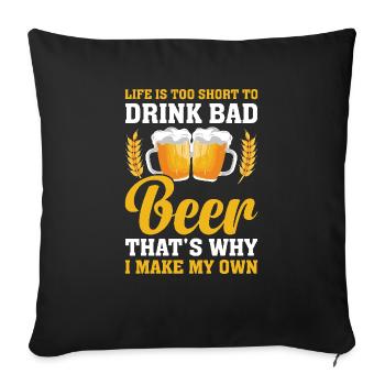 Braumeister Beer Brewing Brewers Boire de la bière - Housse de coussin décorative 45 x 45 cm - noir - Devant