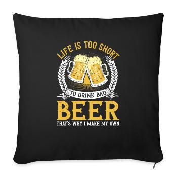 Braumeister Beer Brewing Brewers Boire de la bière - Housse de coussin décorative 45 x 45 cm - noir - Devant