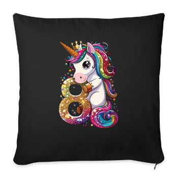Children's 8th Birthday Unicorn - Sofa pillowcase 17,3'' x 17,3'' (45 x 45 cm) - black - Front