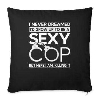 Policeman Funny Police Outfit - Sofa pillowcase 17,3'' x 17,3'' (45 x 45 cm) - black - Front