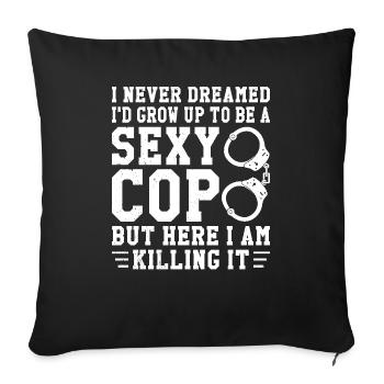 Policeman Funny Police Outfit - Sofa pillowcase 17,3'' x 17,3'' (45 x 45 cm) - black - Front