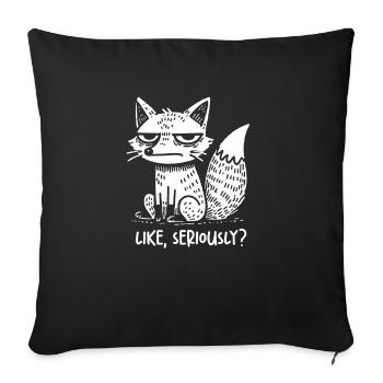 renard non amusé comme jugeant sérieusement sarcastique - Housse de coussin décorative 45 x 45 cm - noir - Devant
