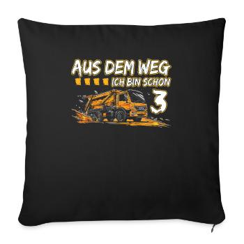 3rd birthday three years garbage truck - Sofa pillowcase 17,3'' x 17,3'' (45 x 45 cm) - black - Front