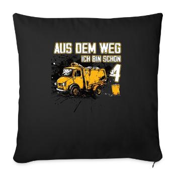 4th birthday four years garbage truck - Sofa pillowcase 17,3'' x 17,3'' (45 x 45 cm) - black - Front