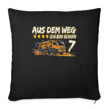7. Geburtstag sieben Jahre Müllauto - Sofakissenbezug 45 x 45 cm - Schwarz - Vorne