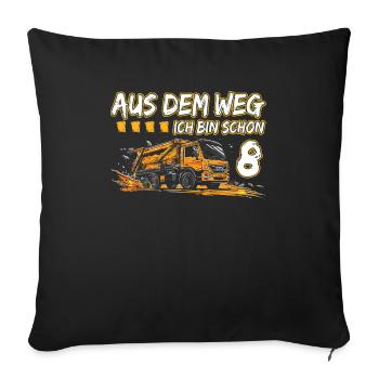 8. Geburtstag acht Jahre Müllauto - Sofakissenbezug 45 x 45 cm - Schwarz - Vorne