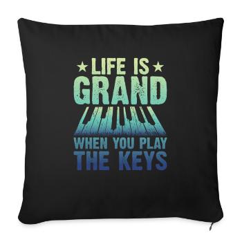 Piano Klavier Pianiste - Housse de coussin décorative 45 x 45 cm - noir - Devant