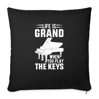 Piano Klavier Pianiste - Housse de coussin décorative 45 x 45 cm - noir - Devant
