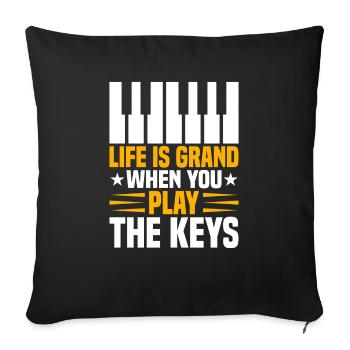 Piano Klavier Pianiste - Housse de coussin décorative 45 x 45 cm - noir - Devant