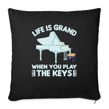 Piano Klavier Pianiste - Housse de coussin décorative 45 x 45 cm - noir - Devant