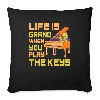 Piano Klavier Pianiste - Housse de coussin décorative 45 x 45 cm - noir - Devant