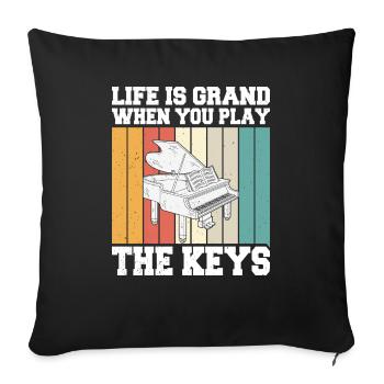 Piano Klavier Pianiste - Housse de coussin décorative 45 x 45 cm - noir - Devant