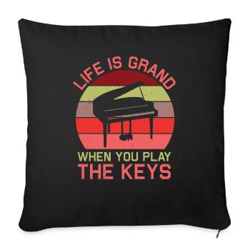 Piano Klavier Pianiste - Housse de coussin décorative 45 x 45 cm - noir - Devant