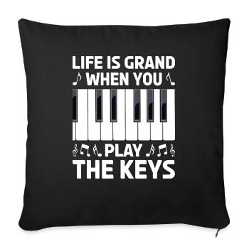 Piano Klavier Pianiste - Housse de coussin décorative 45 x 45 cm - noir - Devant