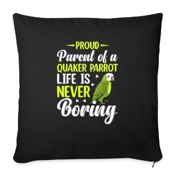 Moine vert Acteur Quaker Conure Perroquets - Housse de coussin décorative 45 x 45 cm - noir - Devant