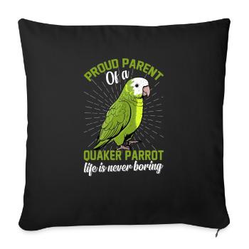 Moine vert Acteur Quaker Conure Perroquets - Housse de coussin décorative 45 x 45 cm - noir - Devant