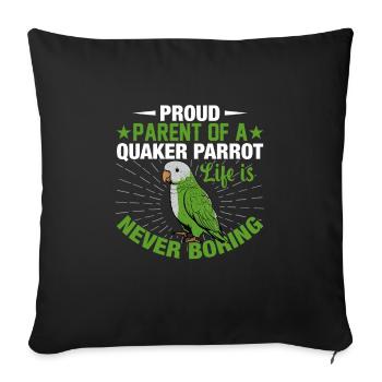 Moine vert Acteur Quaker Conure Perroquets - Housse de coussin décorative 45 x 45 cm - noir - Devant