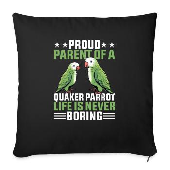Moine vert Acteur Quaker Conure Perroquets - Housse de coussin décorative 45 x 45 cm - noir - Devant
