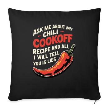 Demandez-moi ma recette de chili - Housse de coussin décorative 45 x 45 cm - noir - Devant