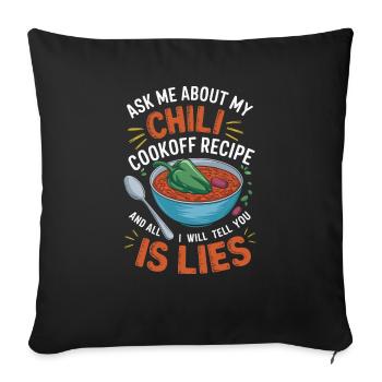 Demandez-moi ma recette de chili - Housse de coussin décorative 45 x 45 cm - noir - Devant