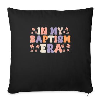 Temps pour mon baptême Première Communion - Housse de coussin décorative 45 x 45 cm - noir - Devant
