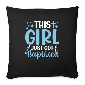 Temps pour mon baptême Première Communion - Housse de coussin décorative 45 x 45 cm - noir - Devant