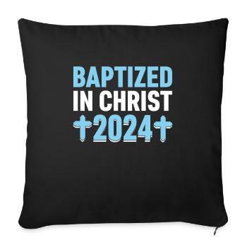 Time for my baptism First Communion - Sofa pillowcase 17,3'' x 17,3'' (45 x 45 cm) - black - Front