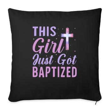 Time for my baptism First Communion - Sofa pillowcase 17,3'' x 17,3'' (45 x 45 cm) - black - Front