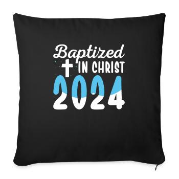 Time for my baptism First Communion - Sofa pillowcase 17,3'' x 17,3'' (45 x 45 cm) - black - Front