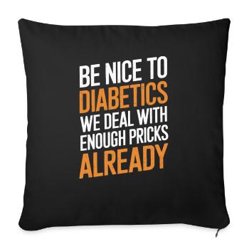 Diabétiques de type a ou b drôle de dicton - Housse de coussin décorative 45 x 45 cm - noir - Devant