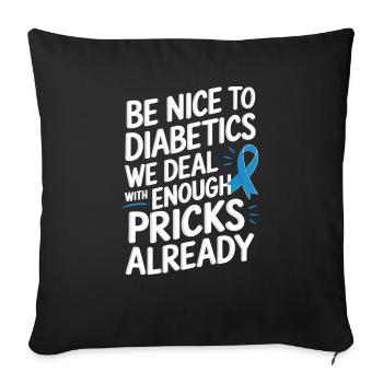 Diabétiques de type a ou b drôle de dicton - Housse de coussin décorative 45 x 45 cm - noir - Devant