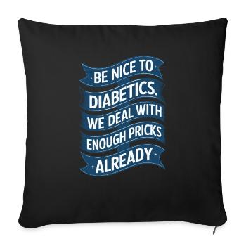 Diabétiques de type a ou b drôle de dicton - Housse de coussin décorative 45 x 45 cm - noir - Devant