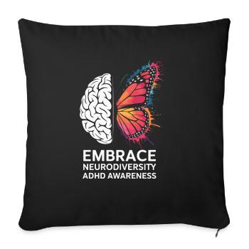 Embrace Neurodiversity ADHD Awareness Orange - Sofa pillowcase 17,3'' x 17,3'' (45 x 45 cm) - black - Front
