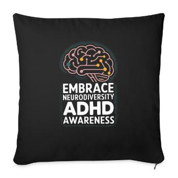 Embrace Neurodiversity ADHD Awareness Orange - Sofa pillowcase 17,3'' x 17,3'' (45 x 45 cm) - black - Front