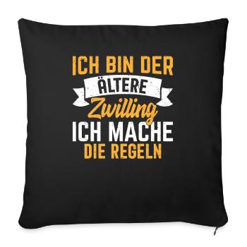 Älterer Zwilling mit Stil – Keine Regeln für mich - Sofakissenbezug 45 x 45 cm - Schwarz - Vorne