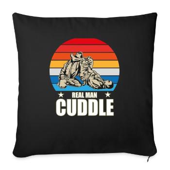 Real Man Cuddle / JiuJitsu Tshirt/Hoodie - Sofakissenbezug 45 x 45 cm - Schwarz - Vorne