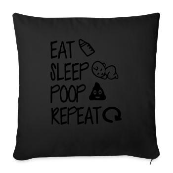 manger dormir faire caca répéter - Housse de coussin décorative 45 x 45 cm - noir - Devant