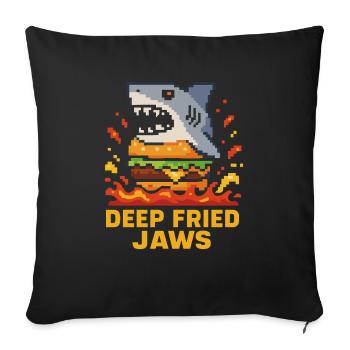 Burger frit Jaws Pixel Shark - Housse de coussin décorative 45 x 45 cm - noir - Devant
