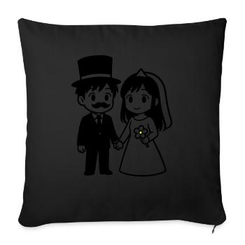 Couple de mariés Anime - Housse de coussin décorative 45 x 45 cm - noir - Devant