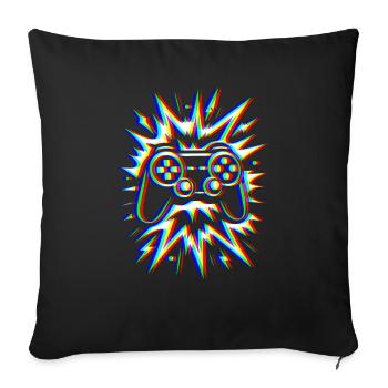 Manette Glitch – Explosion Gaming - Housse de coussin décorative 45 x 45 cm - noir - Devant