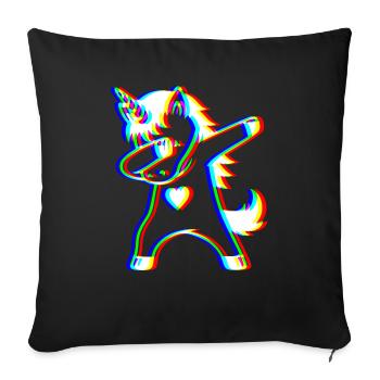 Glitch Dab Einhorn – Trendy Fantasy - Sofakissenbezug 45 x 45 cm - Schwarz - Vorne