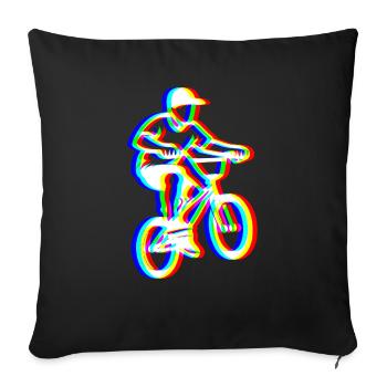 Glitch BMX – Extreme Fahrt - Sofakissenbezug 45 x 45 cm - Schwarz - Vorne