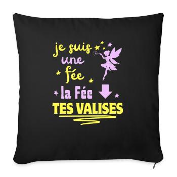 je suis une fée la fée tes VALISES - Housse de coussin décorative 45 x 45 cm - noir - Devant