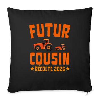 Futur Cousin Récolte 2026 Tracteur - Housse de coussin décorative 45 x 45 cm - noir - Devant