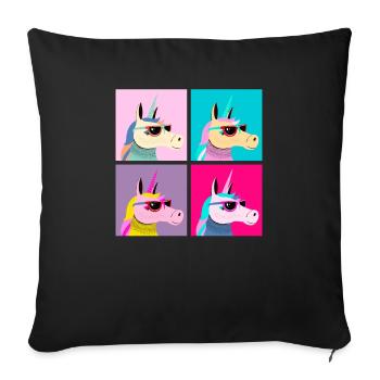 Pop Art Unicorn With Sunglasses - Housse de coussin décorative 45 x 45 cm - noir - Devant